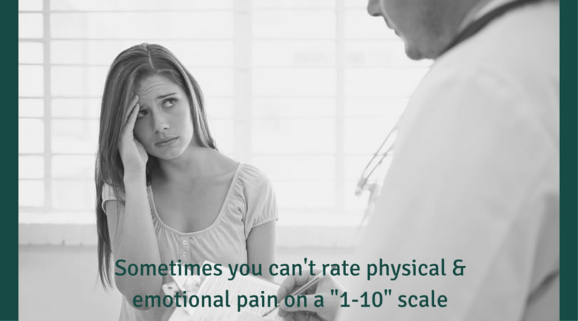 When your doctor asks you to put a number on your pain, he or she may be trying to measure how much the pain is affecting you, but even more helpful is telling your doctor what activities that pain is preventing you from doing. 